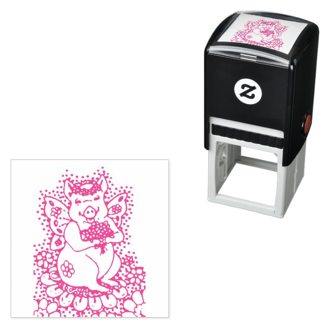 FLYING PIG, BUTTERFLY WINGS, GARDEN FAIRY WHIMSY SELF-INKING STAMP (In Situ)