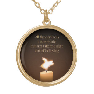 Flying Pig Candle Flame Gold Plated Necklace
