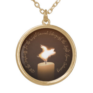 Flying Pig Candle Flame Gold Plated Necklace