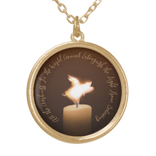 Flying Pig Candle Flame Gold Plated Necklace (Front)