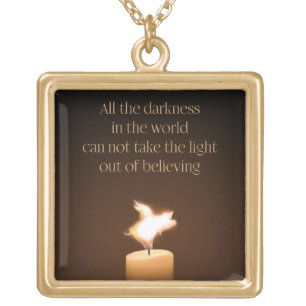 Flying Pig Candle Flame Gold Plated Necklace