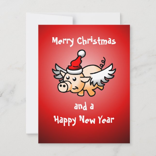 Flying Pig Christmas Card (Front)
