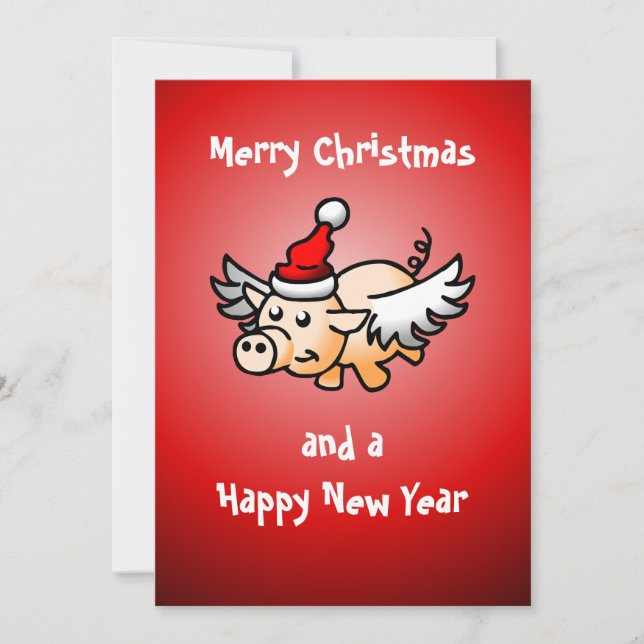 Flying Pig Christmas Card (Front)