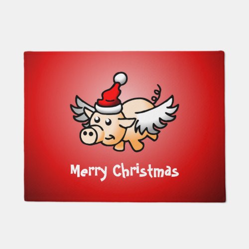 Flying Pig Christmas Doormat