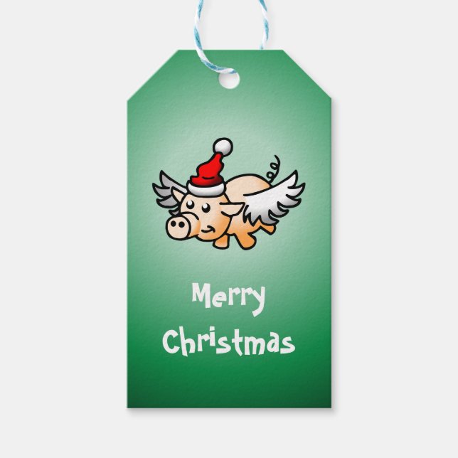 Flying Pig Christmas Gift Tag (Front)