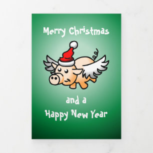Flying Pig Christmas Photo Card