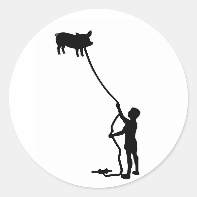 flying pig classic round sticker (Front)