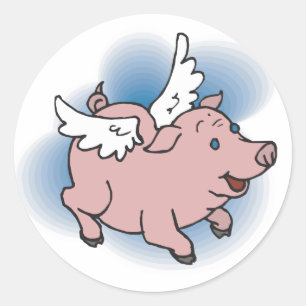 Flying Pig Classic Round Sticker