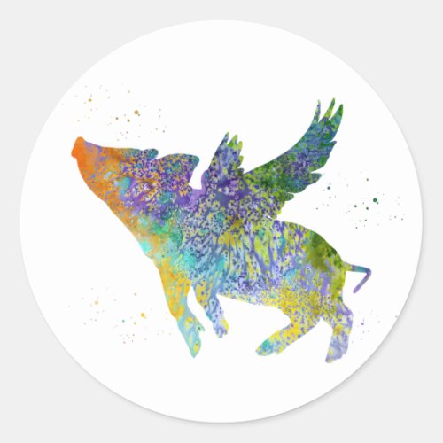 Flying Pig Classic Round Sticker