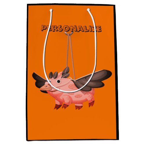 Flying pig crow costume fall cute autumn kids medium gift bag
