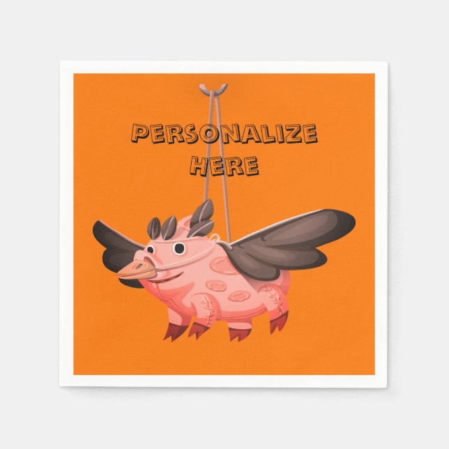 Flying pig crow costume fall cute autumn orange napkins (Front)