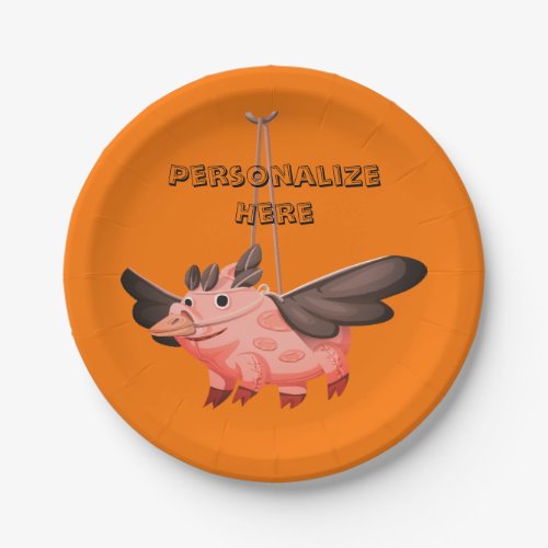 Flying pig crow costume fall cute autumn paper plates