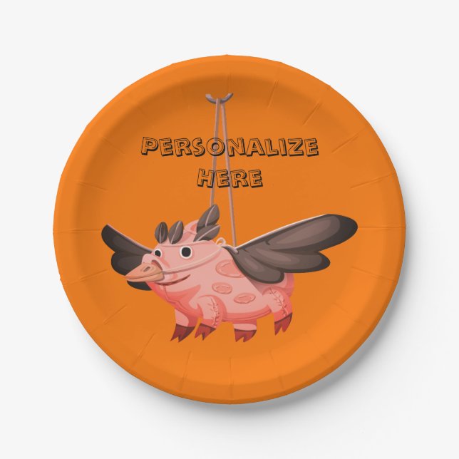 Flying pig crow costume fall cute autumn paper plates (Front)