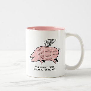 Flying Pig Cut Diagram Two-Tone Coffee Mug