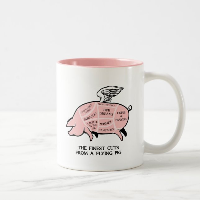 Flying Pig Cut Diagram Two-Tone Coffee Mug (Right)