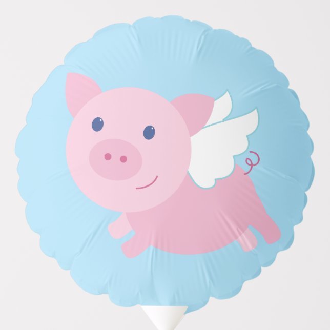 Flying Pig Cute1st Birthday Mylar Balloon (Front)