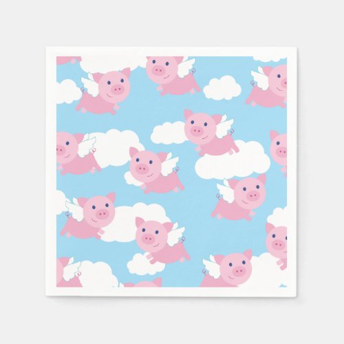 Flying Pig Cute 1st Birthday Party Napkins
