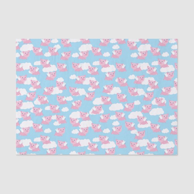 Flying Pig Cute 1st Birthday Party Tissue Paper (Front)
