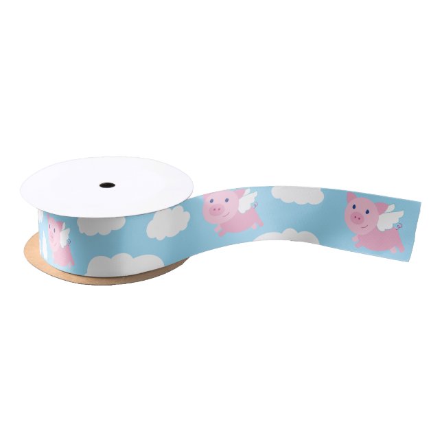 Flying Pig Cute Animal Ribbon (Spool)