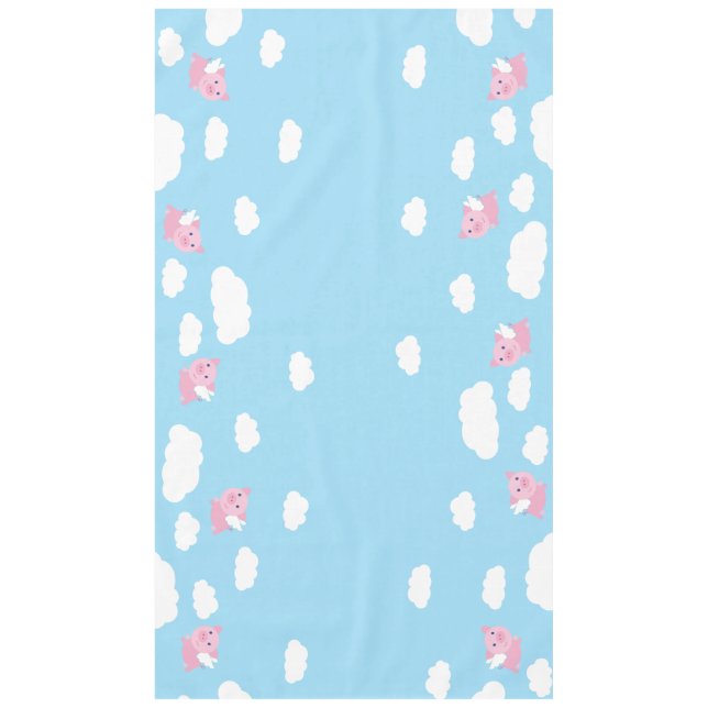 Flying Pig Cute First Birthday Table Cloth (Front)