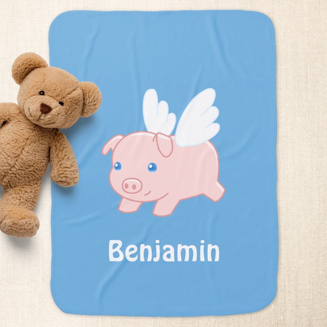 Flying Pig - Cute Piglet with Wings Baby Blanket (Creator Uploaded)