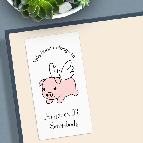 Flying Pig _ Cute Piglet with Wings Bookplate