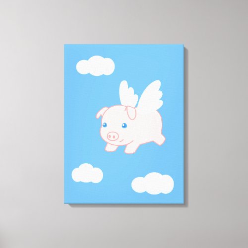 Flying Pig _ Cute Piglet with Wings Canvas Print