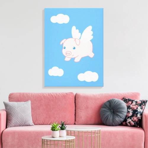 Flying Pig _ Cute Piglet with Wings Canvas Print