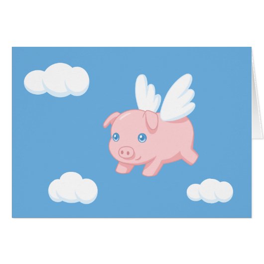 Flying Pig - Cute Piglet with Wings Cards (Front Horizontal)