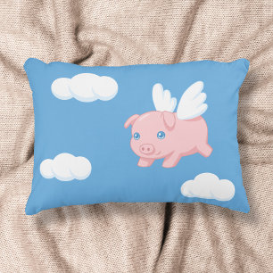 Flying Pig - Cute Piglet with Wings Decorative Pillow
