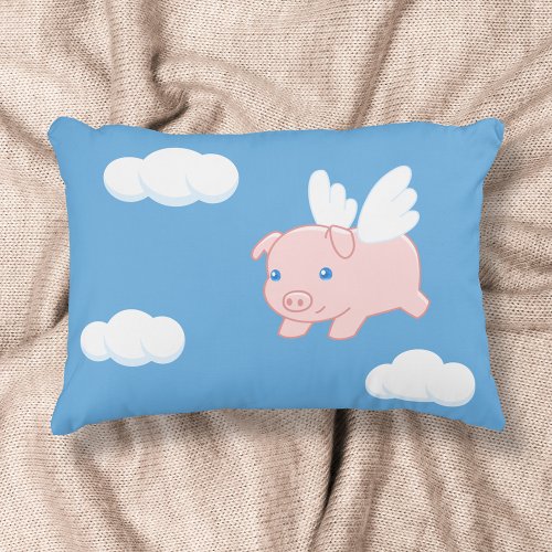 Flying Pig _ Cute Piglet with Wings Decorative Pillow