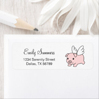Flying Pig - Cute Piglet with Wings Label