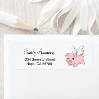 Flying Pig - Cute Piglet with Wings Label