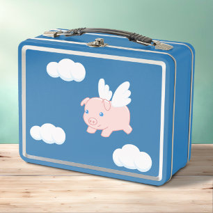 Flying Pig - Cute Piglet with Wings Metal Lunch Box