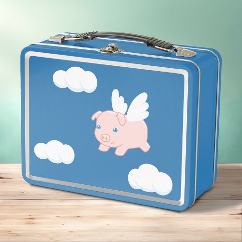 Flying Pig _ Cute Piglet with Wings Metal Lunch Box