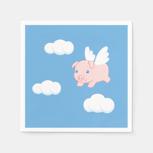 Flying Pig _ Cute Piglet with Wings Napkins