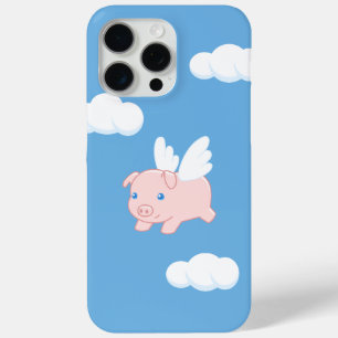Flying Pig - Cute Piglet with Wings on Blue iPhone 15 Pro Max Case