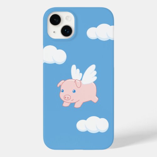 Flying Pig _ Cute Piglet with Wings on Blue Case_Mate iPhone 14 Plus Case