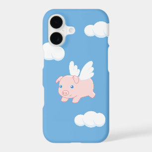 Flying Pig - Cute Piglet with Wings on Blue iPhone 17 Case