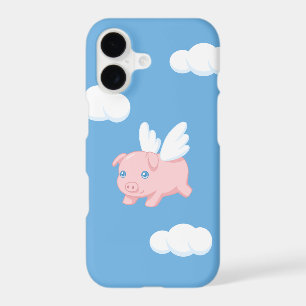 Flying Pig - Cute Piglet with Wings on Blue iPhone 17 Case