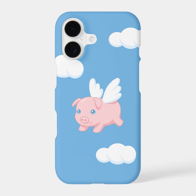 Flying Pig - Cute Piglet with Wings on Blue Case-Mate iPhone Case (Back)