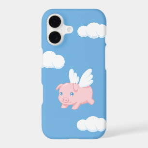 Flying Pig - Cute Piglet with Wings on Blue iPhone 17 Case