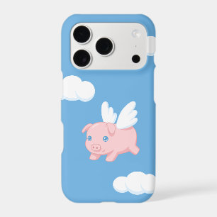 Flying Pig - Cute Piglet with Wings on Blue Iphone 18 Pro Case