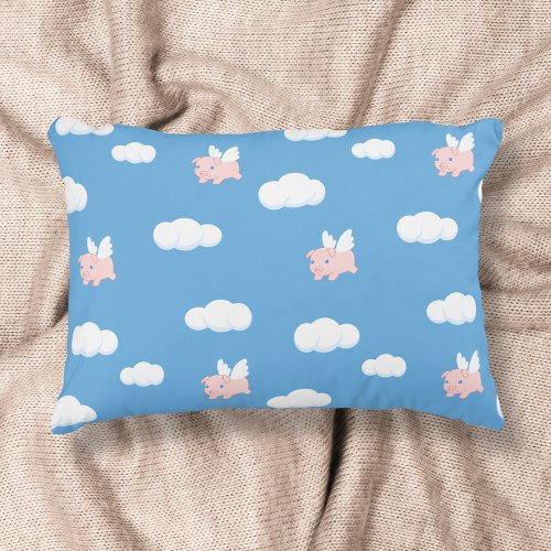 Flying Pig Cute Piglet with Wings Pattern Accent Pillow