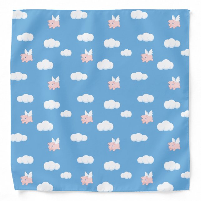 Flying Pig Cute Piglet with Wings Pattern Bandana (Front)