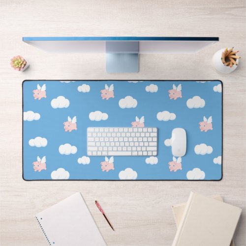 Flying Pig Cute Piglet with Wings Pattern Desk Mat