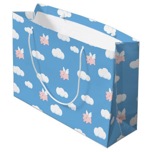Flying Pig Cute Piglet with Wings Pattern Large Gift Bag