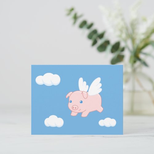 Flying Pig _ Cute Piglet with Wings Postcard