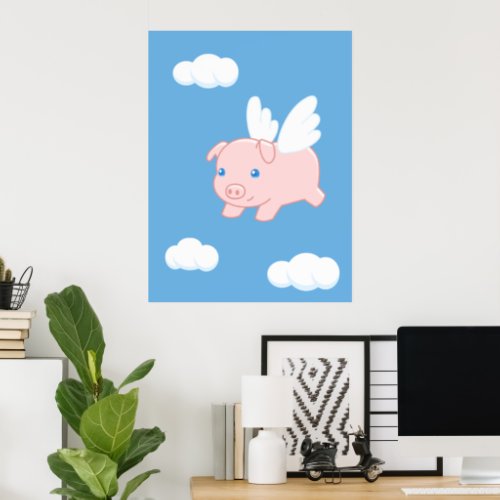 Flying Pig _ Cute Piglet with Wings Poster