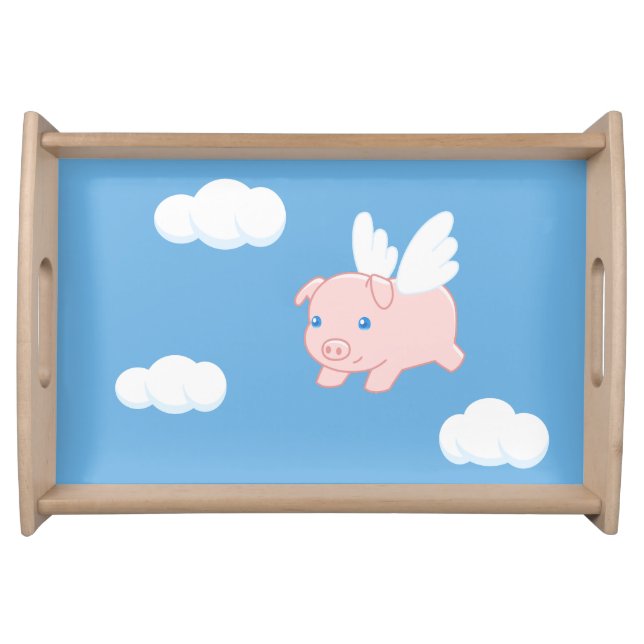 Flying Pig - Cute Piglet with Wings Serving Tray (Front)